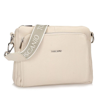 Pojemna torebka Listonoszka Toscanio E16 Kremowa D37