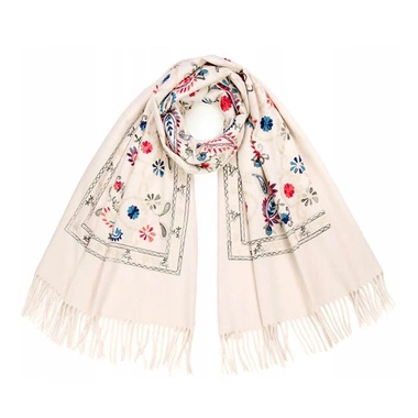 Duży ciepły zimowy zdobiony damski szal Art of Polo sz24131-1 kolorowy