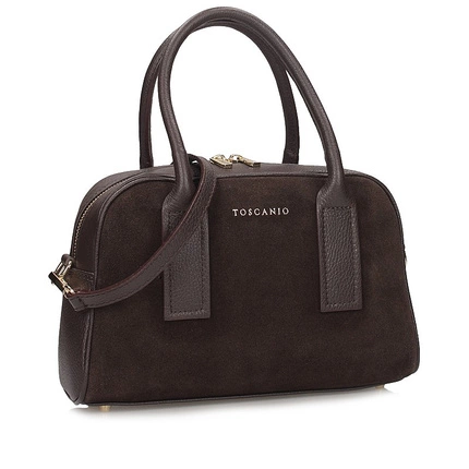 Stylowa Skórzana włoska Torebka kuferek Toscanio G122 C.BRĄZ D23