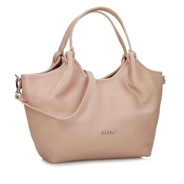 Beżowa pojemna skórzana Torebka Ryłko R40840TB_4QF