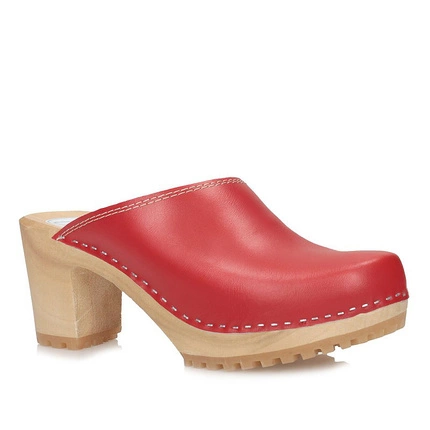 Drewniaki chodaki na obcasie Marcus czerwone