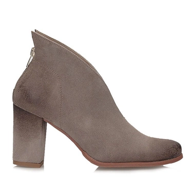 Botki damskie EXQUISITE 1231 ALMOND.WELUR beżowe wsuwane na obcasie skórzane