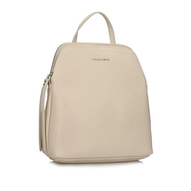 Dwukomorowy Włoski skórzany Plecak Toscanio E52 kremowy D37