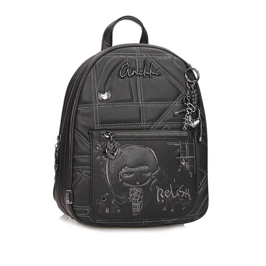 Plecak damski Anekke 43755-252 MOCHILA BACKPACK SINTETICO TULIP czarny jednokomorowy zapinany na zamek na ramię do ręki