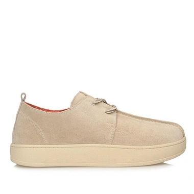 Półbuty damskie Ravini 251002 ALL BEIGE SUEDE beżowe barefoot sznurowane