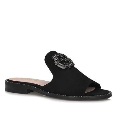 Zamszowe modne Klapki Boccato 1024B czarne