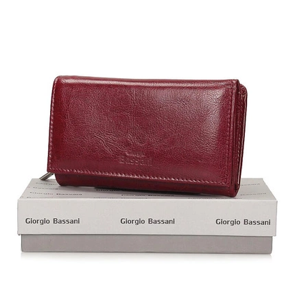Bordowy skórzany portfel Giorgio Bassani 040-s14