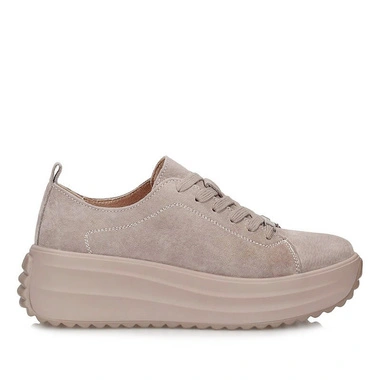 Sneakersy damskie Filippo DP8339/26 BE beżowe skórzane sznurowane na platformie