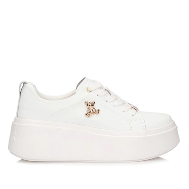 Sneakersy damskie Filippo DP6246/26 WH białe sznurowane skórzane na wysokiej platformie