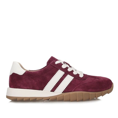 Półbuty damskie Filippo DP7534/26 bordowe sneakersy sznurowane zamszowe