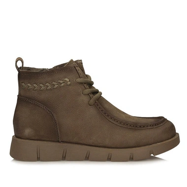 Botki damskie Vinceza 67013KH zielone skórzane zapinane na zamek sznurowane na platformie barefoot