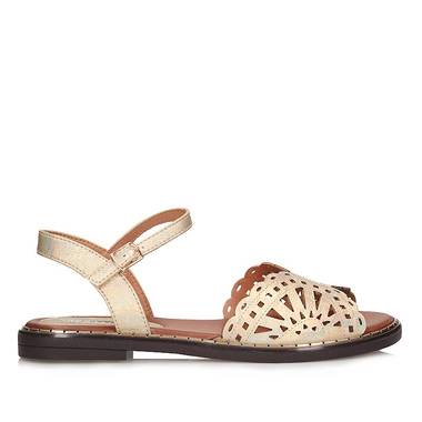 Stylowe sandały damskie płaskie M. Daszyński MR2266-16 złoty