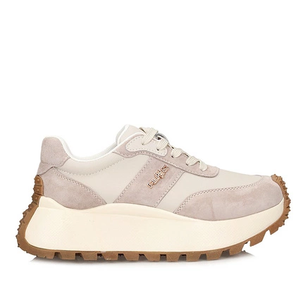 Skórzane Półbuty sneakersy damskie na platformie Filippo DP6785/25 BE