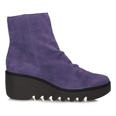 Botki damskie Fly London BAAN538FLY OIL SUEDE AUBERGINE P501538017 fioletowe zamszowe zapinane na zamek na pltaformie