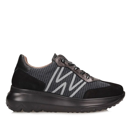 Oryginalne półbuty sneakersy Wonders A-4001 ELVIN GRIDDED NUBUCK NEGRO