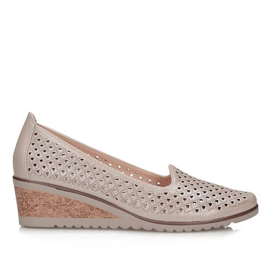 Półbuty na koturnie beżowe Potocki 25-12018 BG