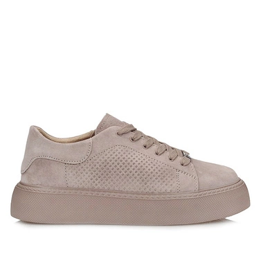Sneakersy damskie Filippo DP7502/26 TP beżowe skórzane sznurowane na platformie