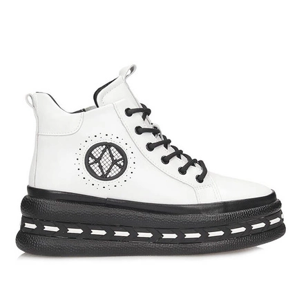 Skórzane Stylowe damskie botki Filippo DBT7120/25 WH