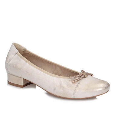 Złote Półbuty balerinki na płaskim obcasie EXQUISITE 1556