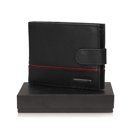  Elegancki Skórzany Portfel Ellini TMM-80R-249A BLACK/RED