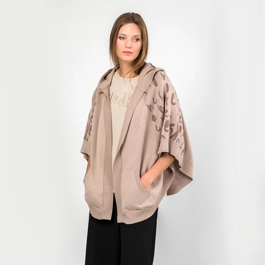 Damskie ciepłe ponczo z kapturem Anekke PONCHO CON CAPUCHA BEIGE 41284-011