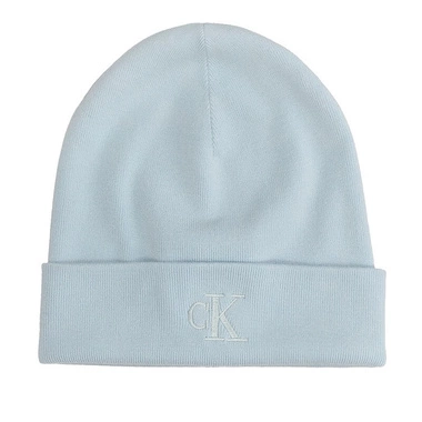 Niebieska czapka Calvin Klein LV04D8020G 5F9 CK FINE RIB BEANIE Palest Blue