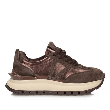 Sneakersy damskie Vinceza 41522 BR brązowe skórzane sznurowane na platformie