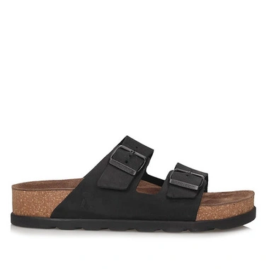 Klapki damskie Rieker V3190-01 czarne wsuwane skórzane