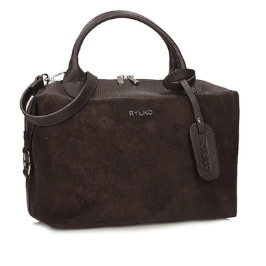 Czekoladowa skórzana torebka damska Ryłko R40874TB_2LK