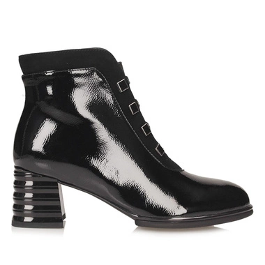 Eleganckie lakierowane botki damskie chelsea S.Barski CR52-696 BLACK