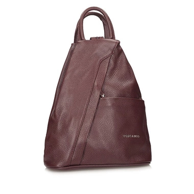 Klasyczny damski Plecak Toscanio z asymetrycznym zapięciem F170 BORDO D54