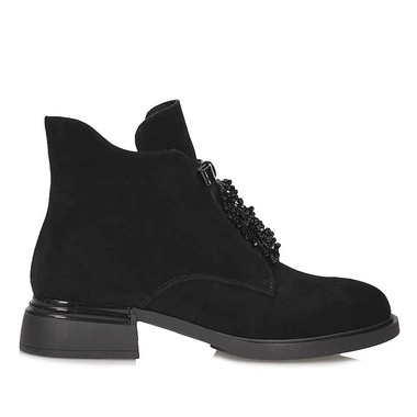 Skórzane Botki damskie Loretta Vitale z ozdobą M282 black