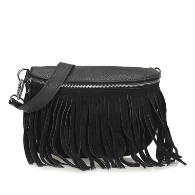 Zamszowa Stylowa Nerka Saszetka Toscanio G132 CZARNA