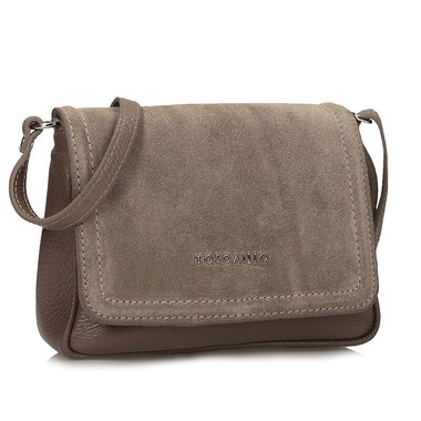 Skórzana włoska Listonoszka Torebka na ramię Toscanio F256 BEŻ D40