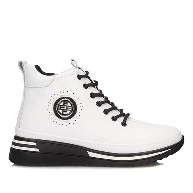 Stylowe Białe botki na platformie Filippo DBT4215/25 WH