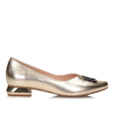 Balerinki damskie Potocki 26-12770GD złote półbuty wsuwane