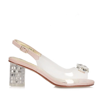 Silikonowe sandały damskie na ozdobnym obcasie Sca'viola S-362 NUDE