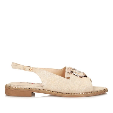 Stylowe płaskie sandały damskie  S.Barski KV51-043 GOLD