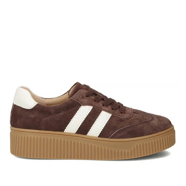 Sneakersy damskie Filippo DP6776/26 D BR brązowe skórzane sznurowane na platformie