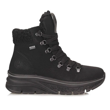 Casualowe czarne sznurowane botki damskie Rieker 48034-00