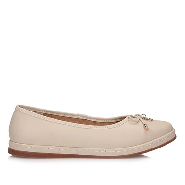 Baleriny damskie Filippo DP6856/26 BE beżowe wsuwane z kokardką