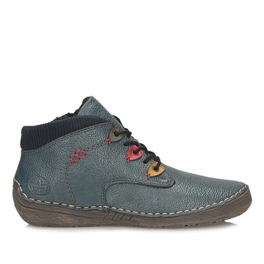 Botki damskie Rieker 52544-14 niebieskie sznurowane