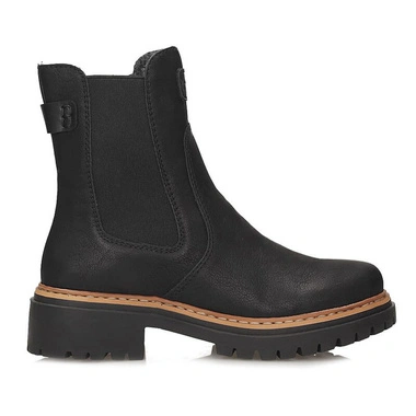 Botki damskie Rieker 72660-00 czarne na zamek na obcasie