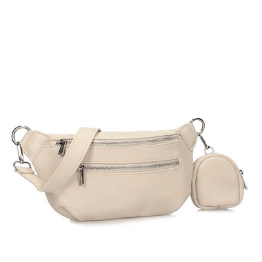 Modna Stylowa Nerka Saszetka Toscanio C126 KREMOWA D37