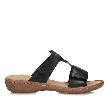 Klapki damskie Rieker 60885-00 czarne na rzep