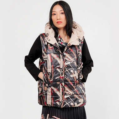 Modny bezrękawnik kamizelka Anekke CHALECO PRINT NEGRO&BEIGE 41283-124/224