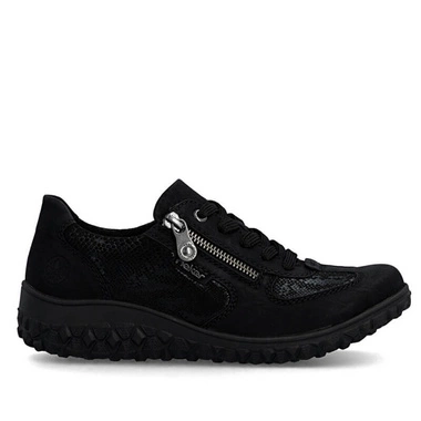 Codzienne czarne półbuty damskie Rieker 59501-00