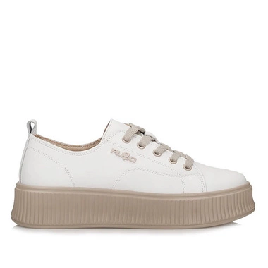 Sneakersy damskie Filippo DP6122/26 WH BE białe skórzane sznurowane