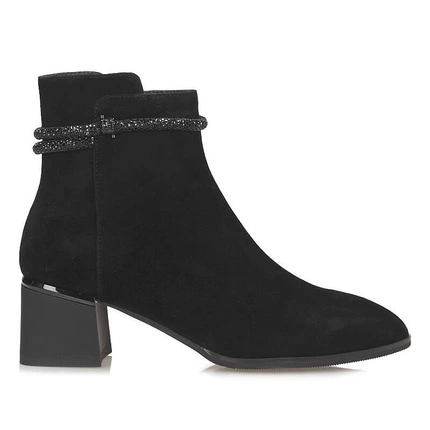 Skórzane czarne botki damskie Loretta Vitale C9649 BLACK SUEDE