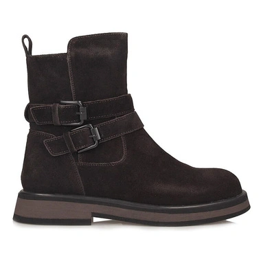 Botki damskie Filippo DBT7951/26 D BR brązowe na zamek zamszowe skórzane